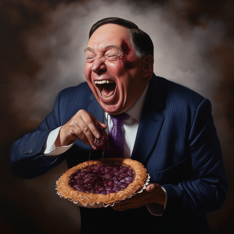 sandmarq_Franois_Legault_eating_a_blueberry_pie_caricature_styl_945e9ff8-d650-44e5-bd4b-d36ed7034dee